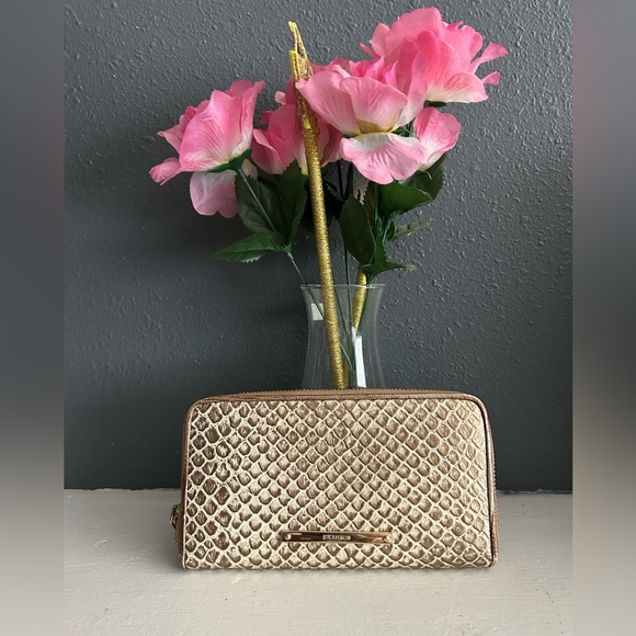 Brahmin Suri  - Gold and Cream Snake Skin Textured Wallet - Picture 1 of 9